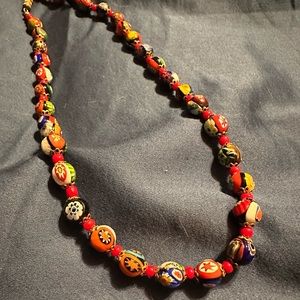 VINTAGE VENETIAN ITALIAN ART GLASS MILLEFIORI BEADS NECKLACE